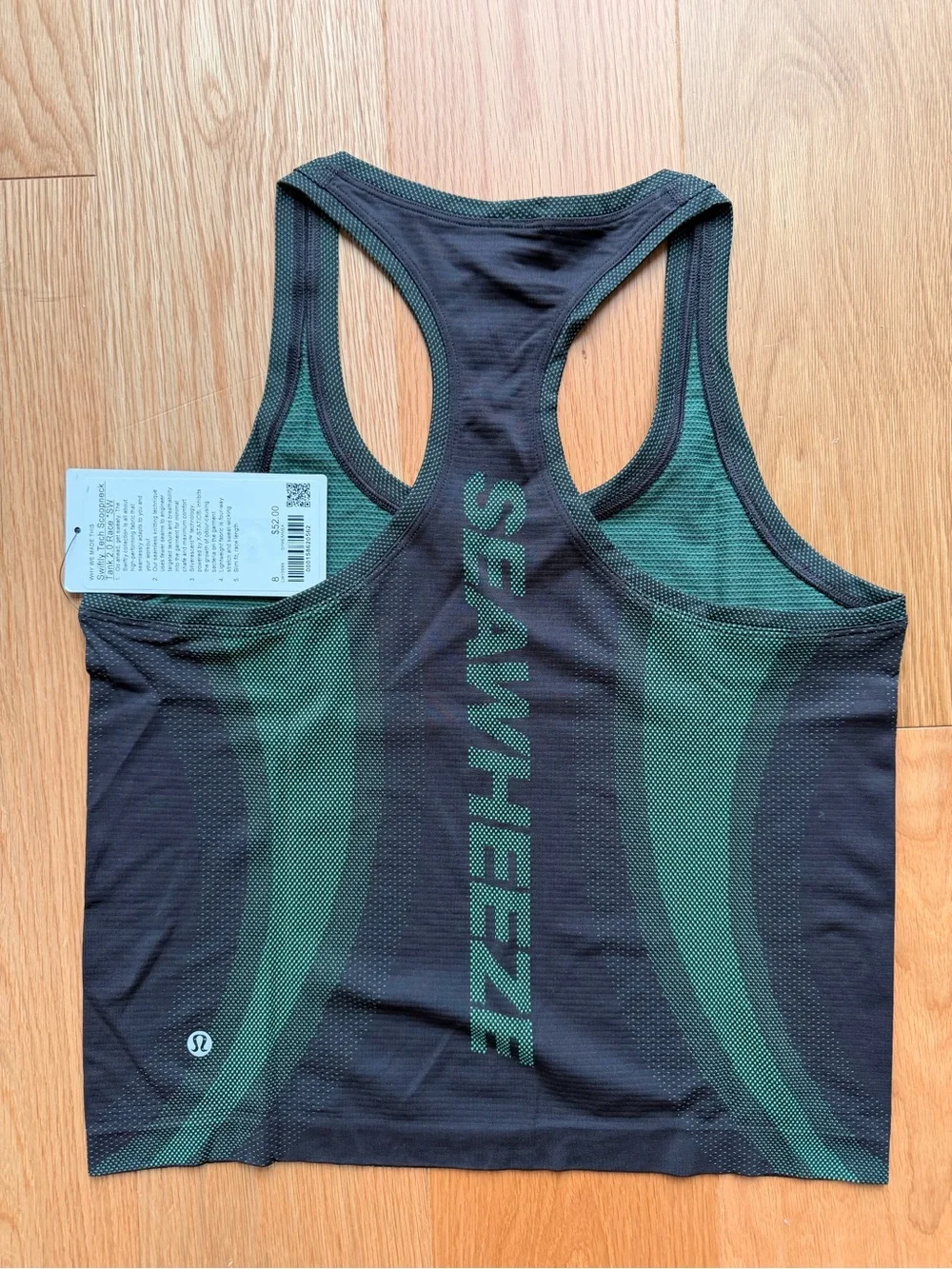 lululemon SeaWheeze 2026 Black/Green Swiftly Tank (waist length)